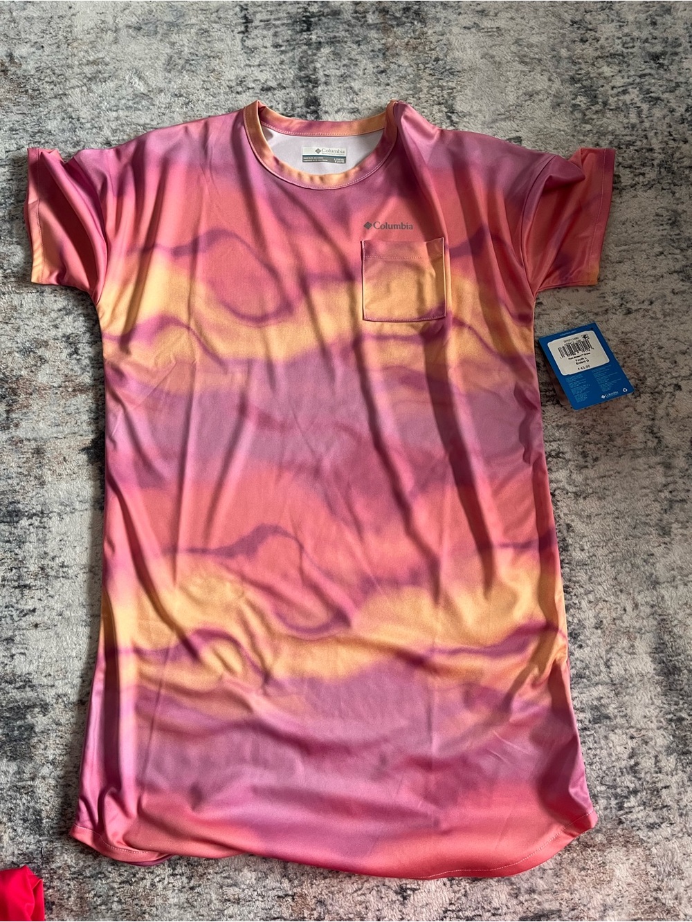 Girls Columbia Sunset Gradient Pocket Tee Dress  — Pink & Yellow